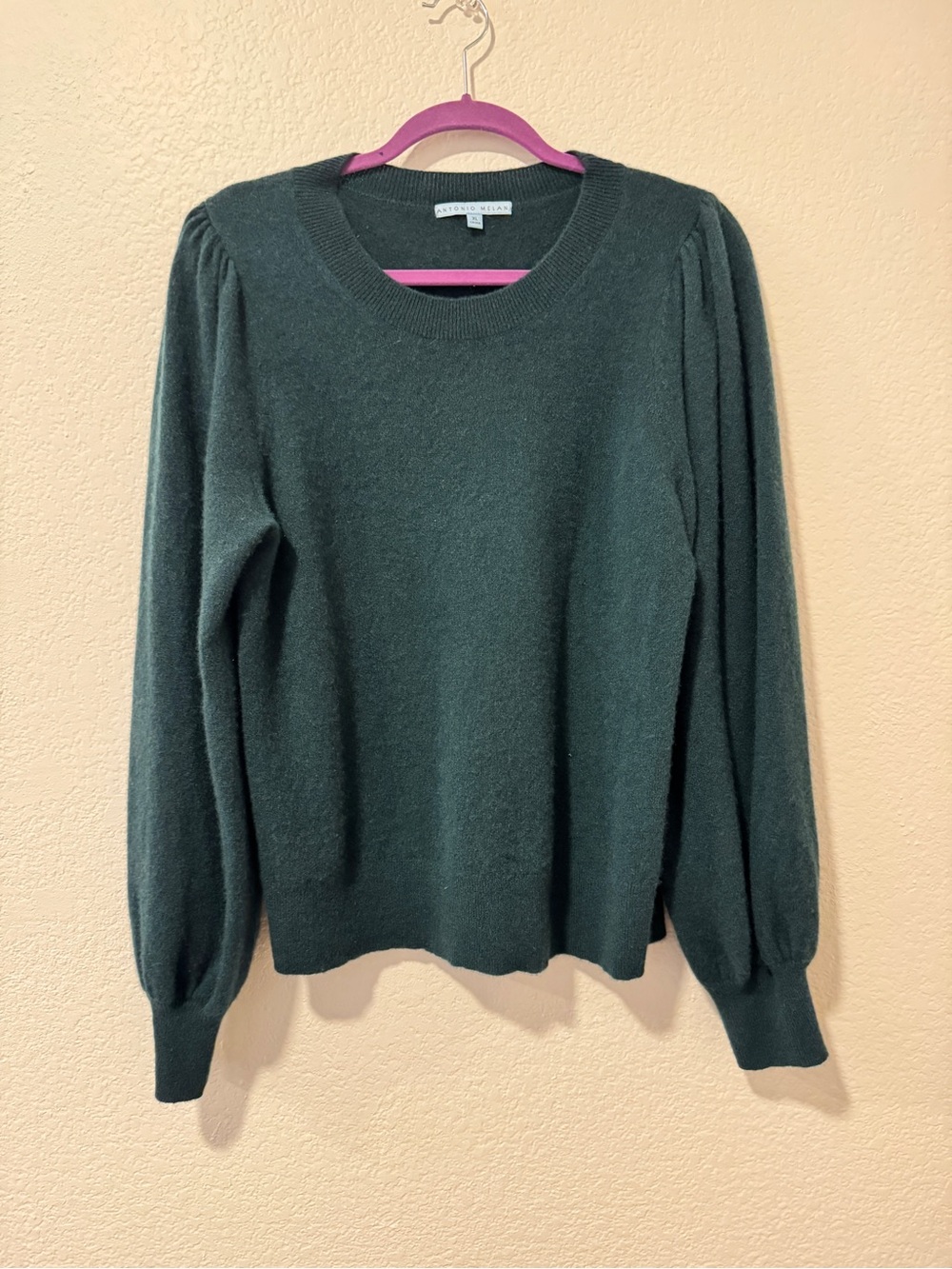 Antonio Melani Puff-Sleeve 100% Cashmere Sweater (XL)